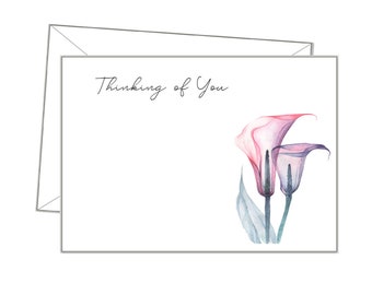THINKING OF YOU NoteCards, Personalised Sympathy Cards, bereavement , x10 A6 postcards, funeral message
