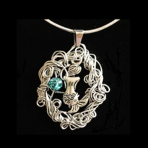Mermaid necklace, handmade pendant, wirework, unique original unusual design by Locketmaid, Wales, girls womens gift present