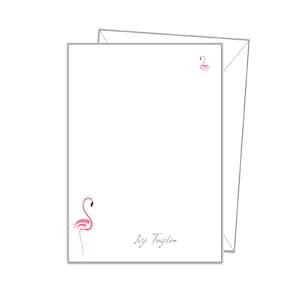 PAPEL DE ESCRITURA FLAMINGO, x14 Papel de notas personalizado, set de regalo de papelería, A4 A5 o A6, cartas y sobres en blanco o rayados, notelets, sn06