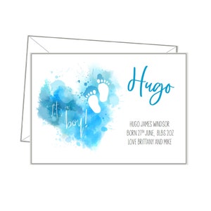 NEUE BABY KARTEN, blau Es ist ein Junge Geburt neugeboren, Herz, 10er Pack mit Umschlägen oder Großeinkauf, andere Designs
