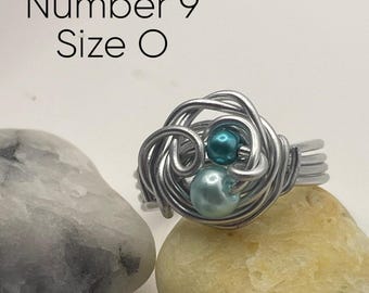 Handmade wire RINGS, turquoise blue, white, pink, purple, many designs & sizes, custom orders taken