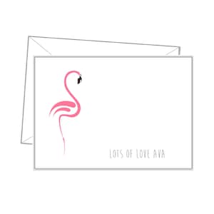 NOTIZKARTEN - FLAMINGO, personalisiert jede Nachricht oder leer, 10 + Umschläge, Notizkarten, Mädchen rosa Briefpapier, Schreibwaren Geschenk