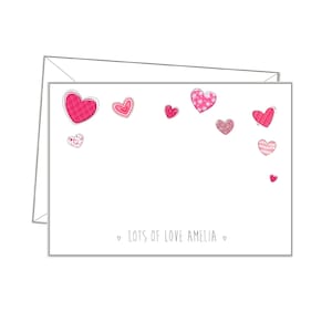 NOTIZKARTEN - Herzen personalisiert jede Nachricht oder blanko, 10 + Umschläge, Notizkarten, Mädchen Briefpapier, Briefpapier Geschenk, sc28