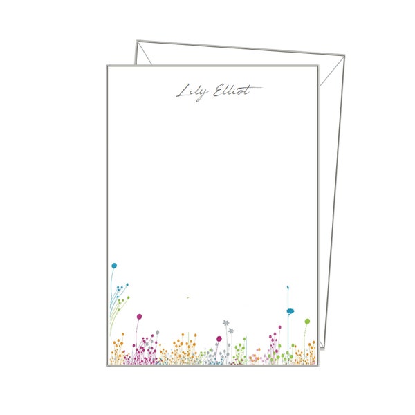 Personalised NOTEPAPER, Flower writing paper, stationery gift set, A4 A5 or A6, 14 white sheets & envelopes, floral notelets letters, sn04