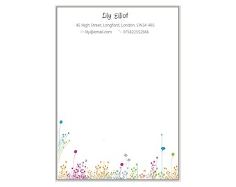 LETTERHEAD - Personalised Business Stationery - writing paper A4 & A5, matching correspondence cards / compliments slips, floral letter