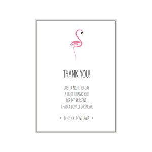 FLAMINGO Biglietto di ringraziamento / invito , 10 + buste, qualsiasi messaggio o spazio vuoto, Personalizzato, inviti per feste di compleanno rosa per ragazze