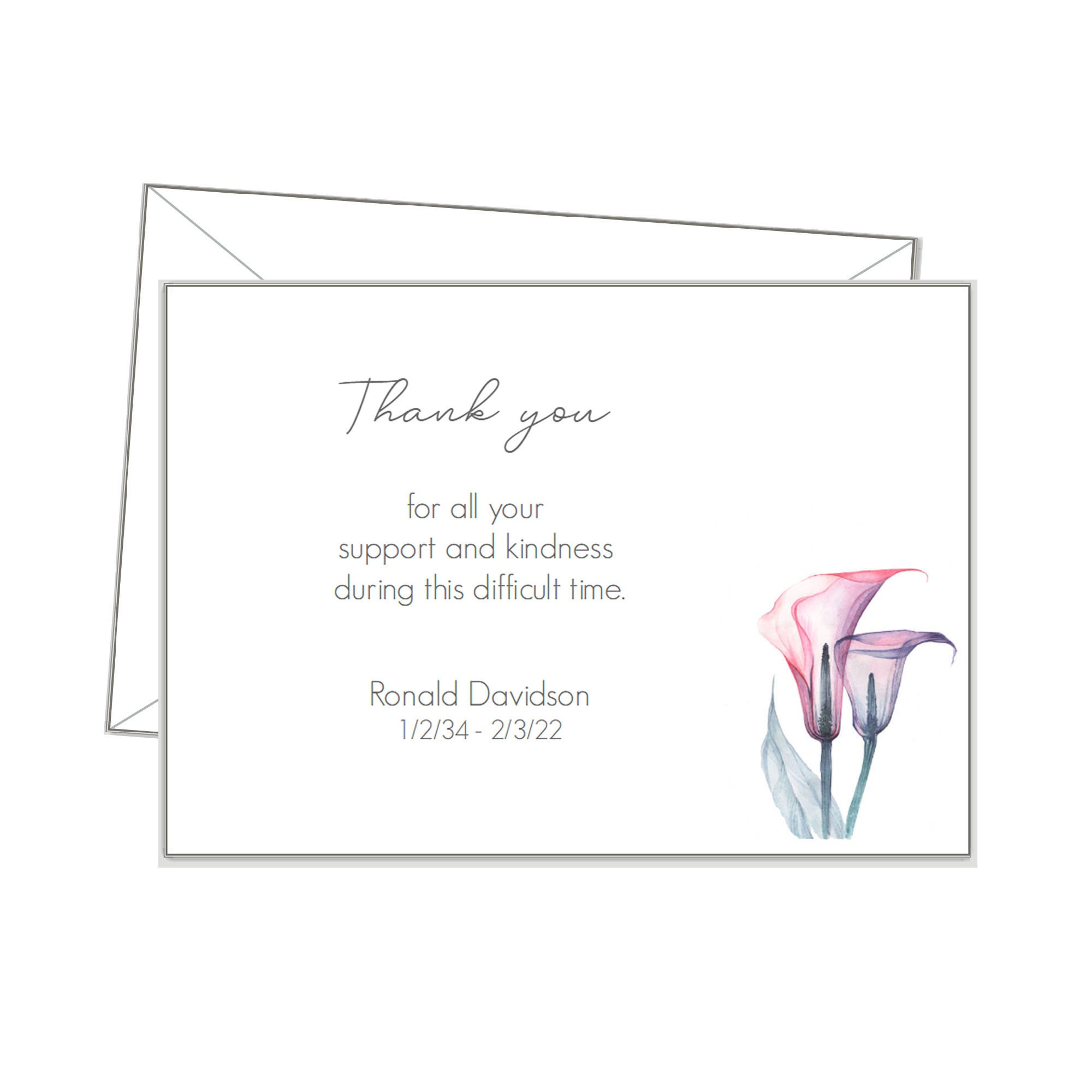 Funeral Announcement Cards, A6, Personalised Sympathy Cards, Funeral