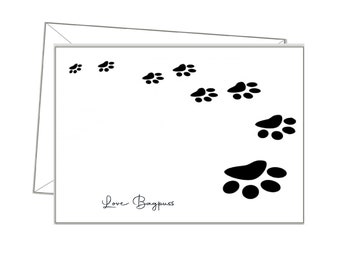 Dog / Cat NOTECARDS, personalised name or message, notepaper, writing paper, pk 10 cards & envs, dog walker or trainer. sc57