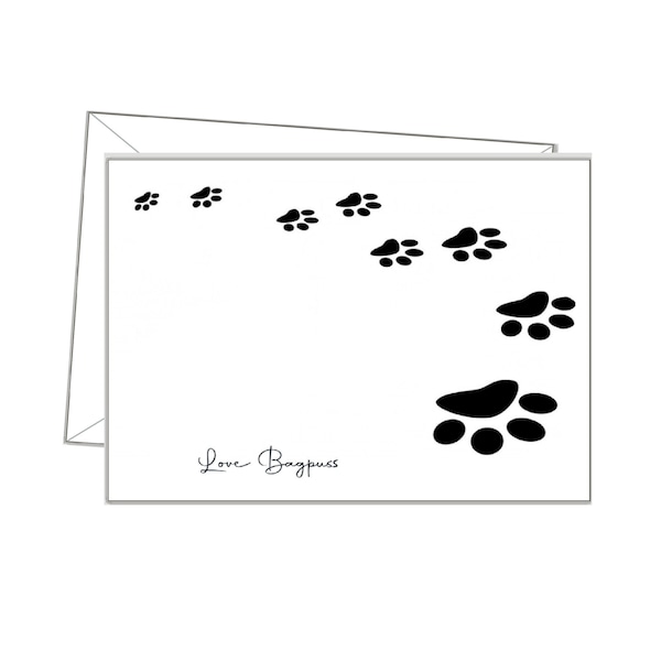 Dog / Cat NOTECARDS, personalised name or message, notepaper, writing paper, pk 10 cards & envs, dog walker or trainer. sc57