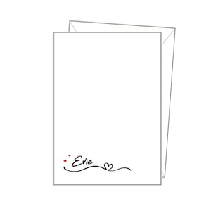 CARTA DA SCRITTURA personalizzata, carta da lettere con nome CUORE, set regalo di cancelleria, A4 A5 o A6, 14 fogli bianchi o a righe e buste, bigliettini, sn05