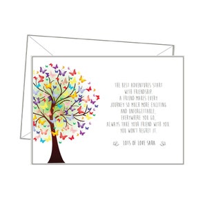 Gepersonaliseerde NOTITIEKAARTEN, 10 + enveloppen, elk bericht of blanco, notitiekaarten, briefpapier, briefpapier, vlinderboom