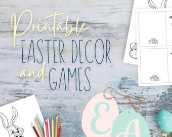 PRINTABLE Easter GAMES and DECOR | Printable Easter Cards | Easter Party | Pastel Holiday
