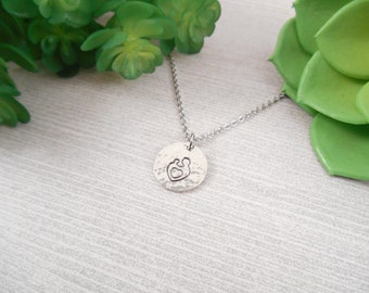 Mother & Child Necklace - Small Hammered and Hand Stamped Mother and Child Alkeme Disc Necklace