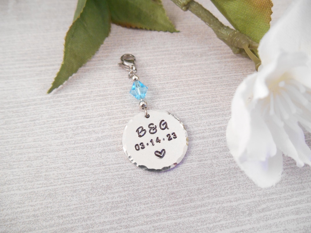 Bouquet Photo Charm For Weddings – Memorial Something Blue Angel Pendant With 2 Photo Frames, Silver Finish
