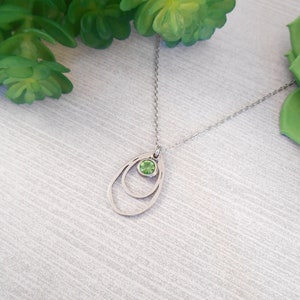 Custom Birthstone Necklace - Custom Double Teardrop Stainless Steel Birthstone Necklace