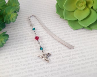 Small Hummingbird Bookmark - Small Hummingbird Charm & Crystal Beaded Bookmark