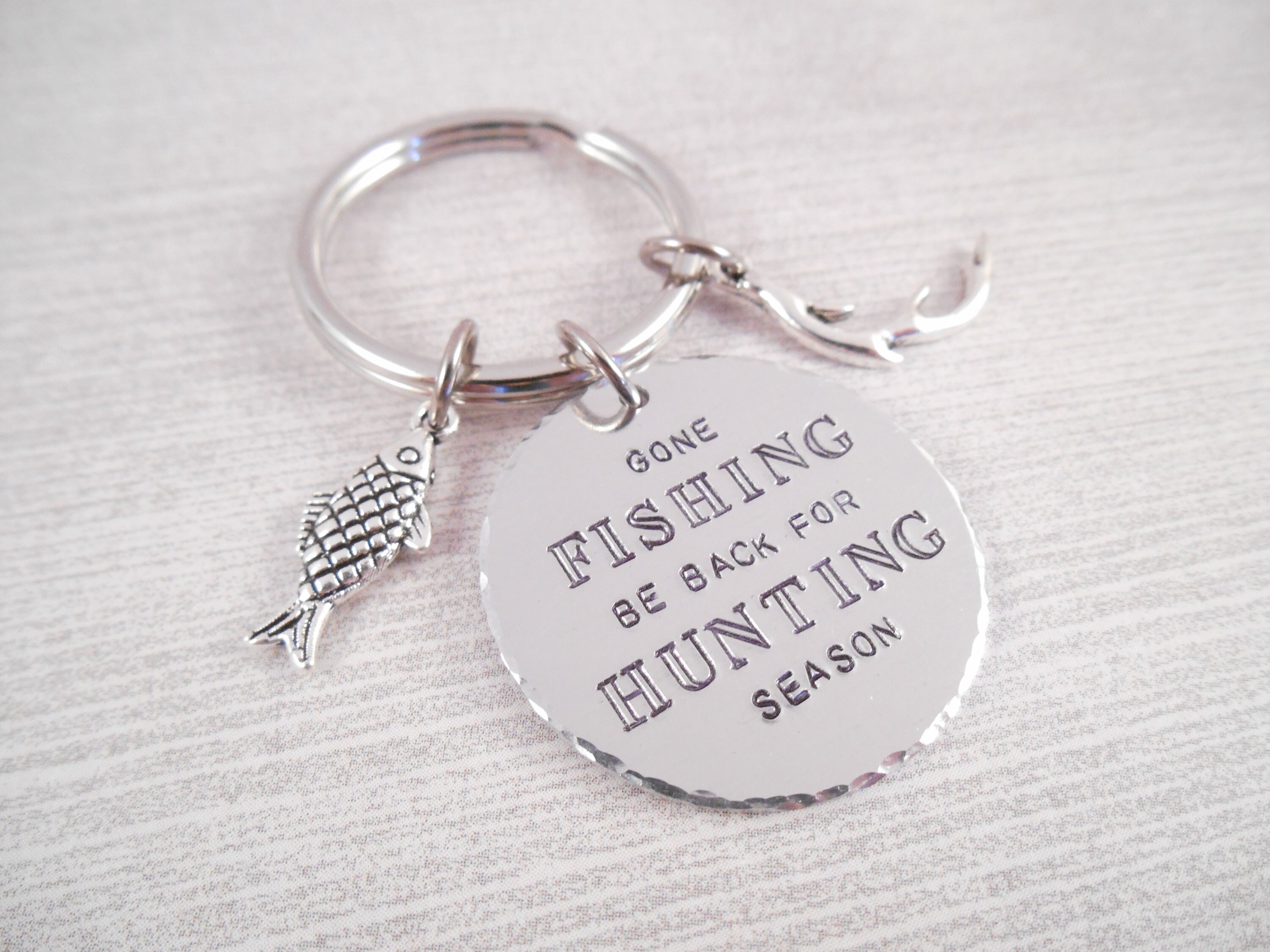 Fishing Hunting Keychain Gone Fishing Be Back For Etsy