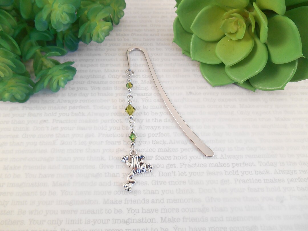 Small Frog Bookmark - Small Tree Frog Charm & Crystal Beaded Bookmark ...