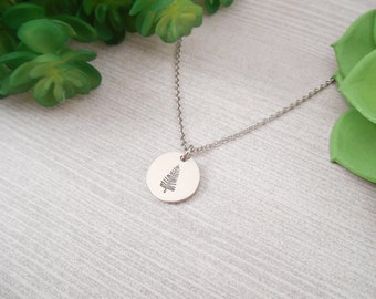 Stamped Tree Necklace - Small Hand Stamped Tree Alkeme Disc Necklace