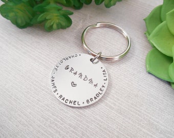 Custom Grandma Keychain - Personalized "Grandma" Hand Stamped Aluminum Key Chain