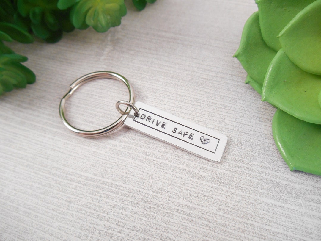 Drive Safe Keychain Tiny drive Safe Hand Stamped Etsy