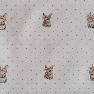 Tissu imprimé mod. LAPIN Bunnies polka dots