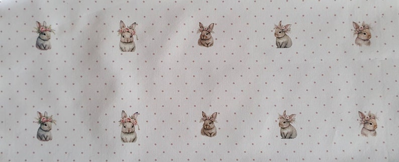 Tissu imprimé mod. LAPIN Bunnies polka dots