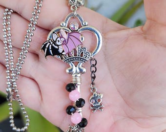 Pastel Goth Bat Key Necklace