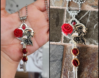 Plague Doctor Rose Key Necklace