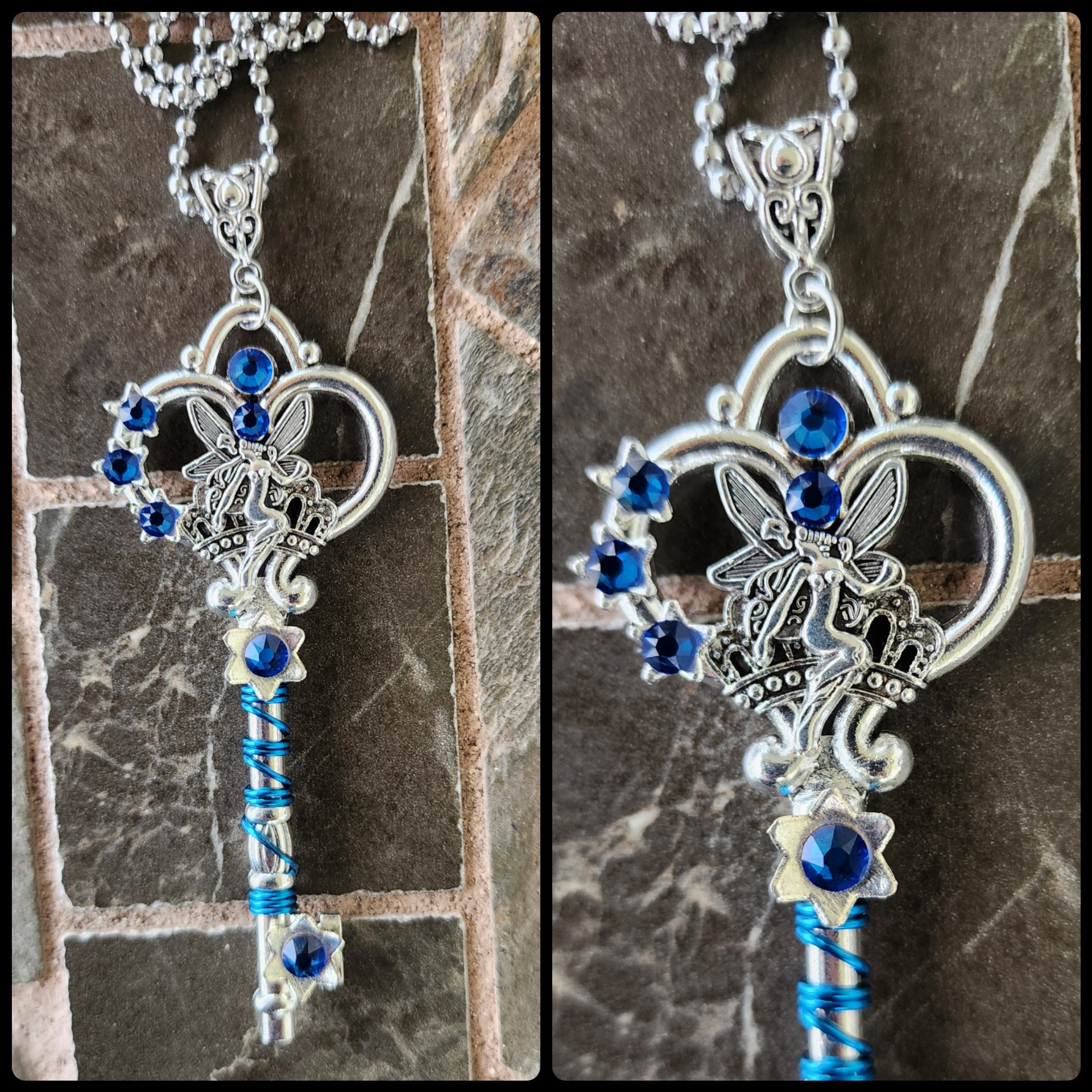 Blue Fairy Key Necklace - Etsy