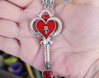 Skull & Hearts Key Necklace
