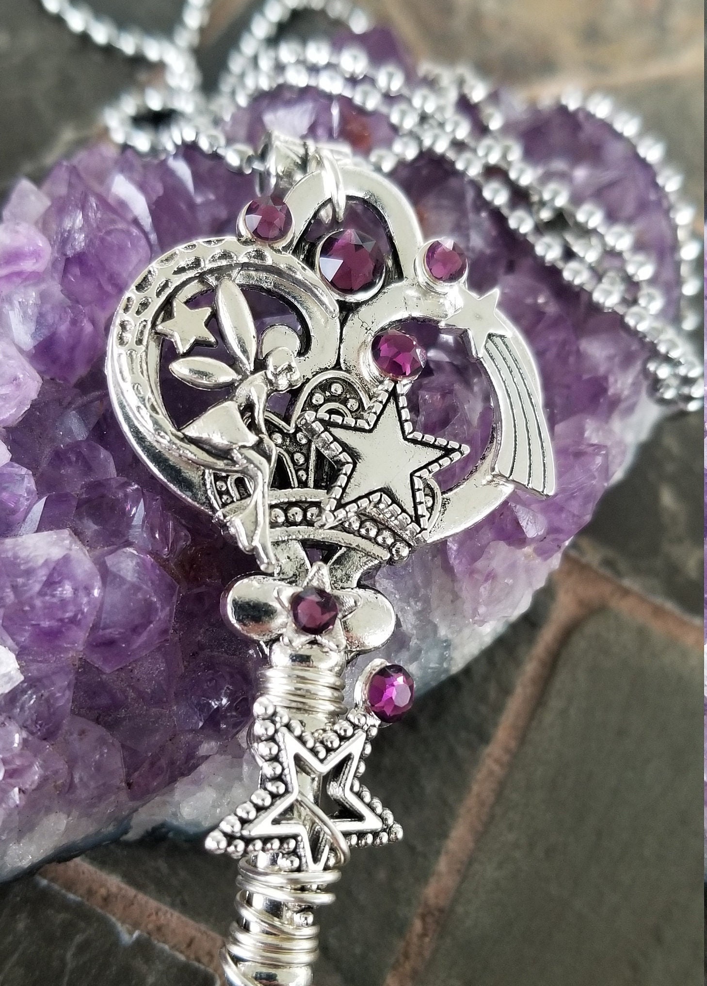 Fairy Moon & Stars Key Necklace