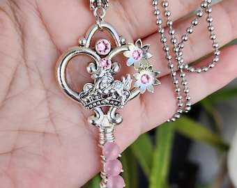 Pink Pony Key Necklace