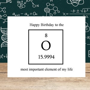 birthday card for girlfriend, significant other, birthday card, birthday card for wife, science birthday card, oxygen, chemistry pun image 1