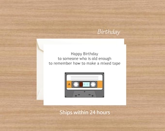 Retro Mixtape Birthday Card: Funny Nostalgic Cassette