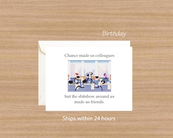 Funny Coworker Card: Workplace Friendship, Humorous Office Card