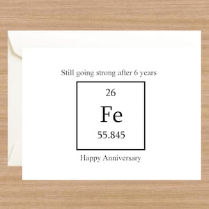 Iron Anniversary Card, Six Year Anniversary, 6 Year Anniversary, Happy 6 Years, 6 Year Wedding Anniversary, 6 year iron anniversary, iron