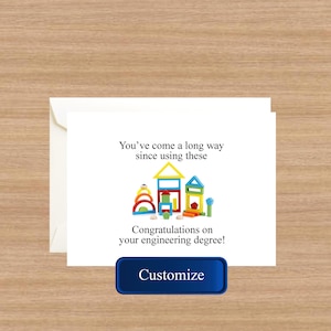 Customized Engineering Graduation Card, Building Blocks, Funny Engineer Gift