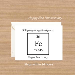 6th Iron anniversary card milestone wedding gift