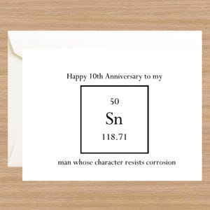 10th Anniversary Card: Tin Man, Periodic Table Design