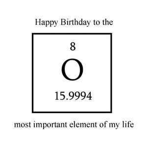 birthday card for girlfriend, significant other, birthday card, birthday card for wife, science birthday card, oxygen, chemistry pun image 2