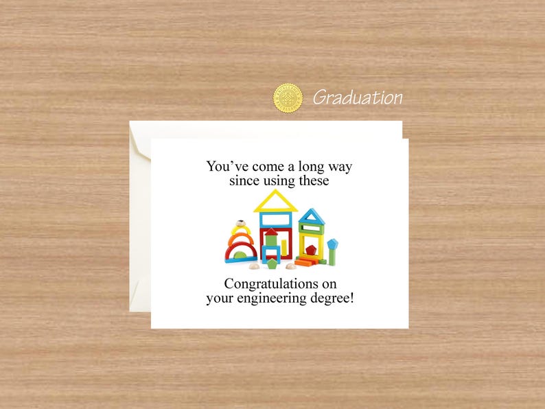 Engineering Graduation Card: Building Blocks, Funny Engineer Gift image 1
