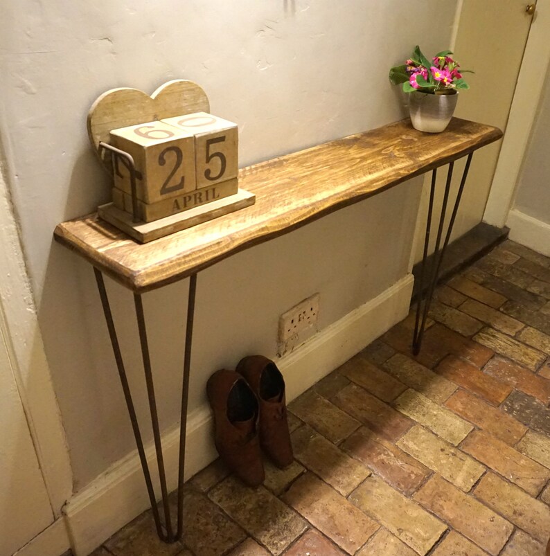 Console Narrow Rustic Hallway Table With Hairpin Legs Etsy