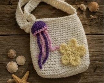 Crochet Jellyfish Purse for Kids | Kids Crossbody Bag | Handmade Ocean Purse | Little Girl Purse | Mermaid Gift | Toddler Purse | Beach Gift