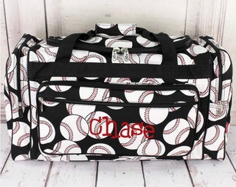 Sports Canvas Duffel Baseball, Softball, Soccer or Volleyball embroidered with FREE Monogram or Name - Great for Graduation, Birthdays