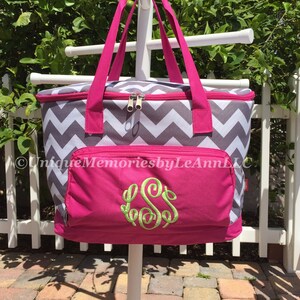 Chevron insulated Cooler Bag - FREE Monogram or Name - Great for Brides, Birthday, Housewarming, tailgates, beach, camping, fishing, boating image 1