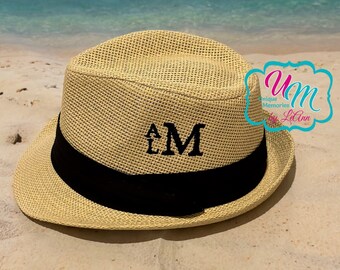 Baby, Toddler, Boys or Girls Fedora straw Beach Hat Personalized w/FREE Name/Monogram, Baby Sun hat, Embroidered hat, Beach Hat, Straw Hat