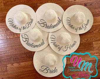 Bridal Party floppy Beach Hats, Wedding Party Hats, Bride Squad Hats, Custom Embroidered Personalized Floppy Hat, Floppy hat, Beach Hat