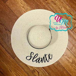 Slante "cheers" floppy Beach Hat, Personalized Straw Hat, Sun hat, Embroidered floppy hat, Beach Hat, Straw floppy Beach Hat, Cruise Hat