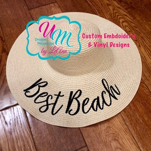 Best Beach Embroidered  floppy Beach Hat, Personalized Straw Hat, Sun hat, Floppy hat, Beach Hat, Straw floppy Beach Hat, Cruise Hat